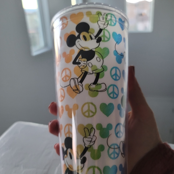 (NWT) Disneyland Pride/rainbow peace color plastic tumbler with lid. - Picture 6 of 6